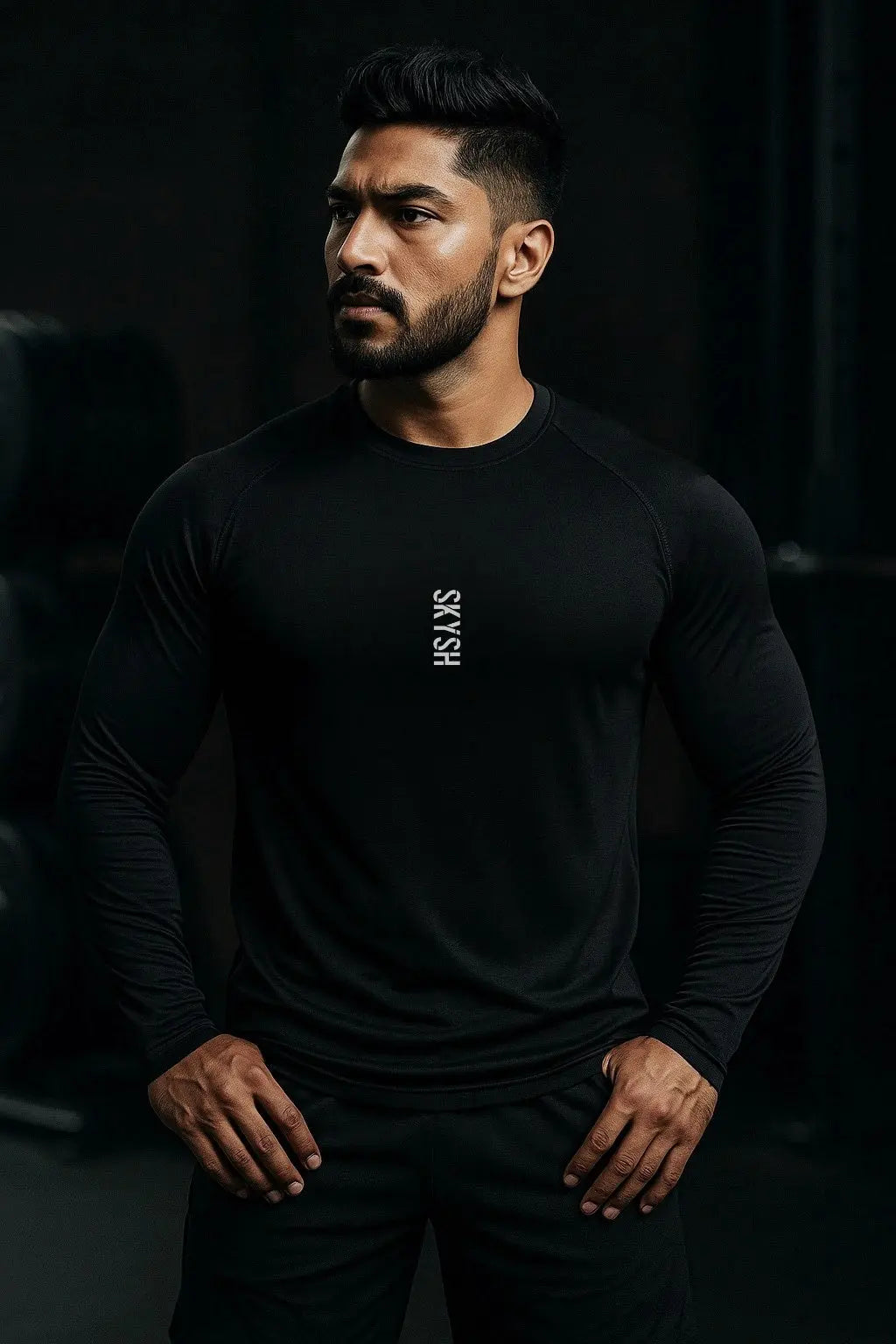 Skysh Men Solid Full Sleeve Round Neck Polyester T-Shirt - SkySh