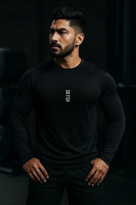 Skysh Men Solid Full Sleeve Round Neck Polyester T-Shirt - SkySh