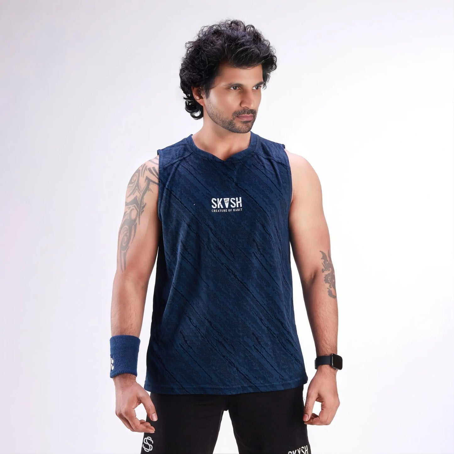 Skysh Solid Men Performance Sleeveless T-Shirt - SkySh