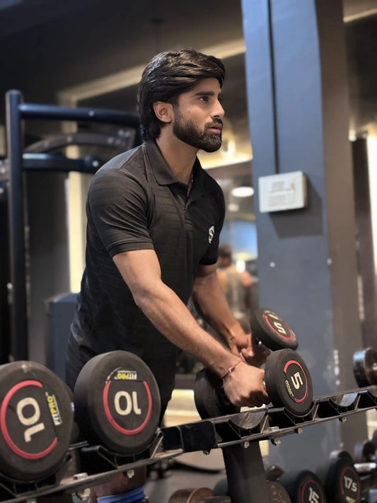 Skysh Men's Slim Fit Polo Black T-shirt - SkySh