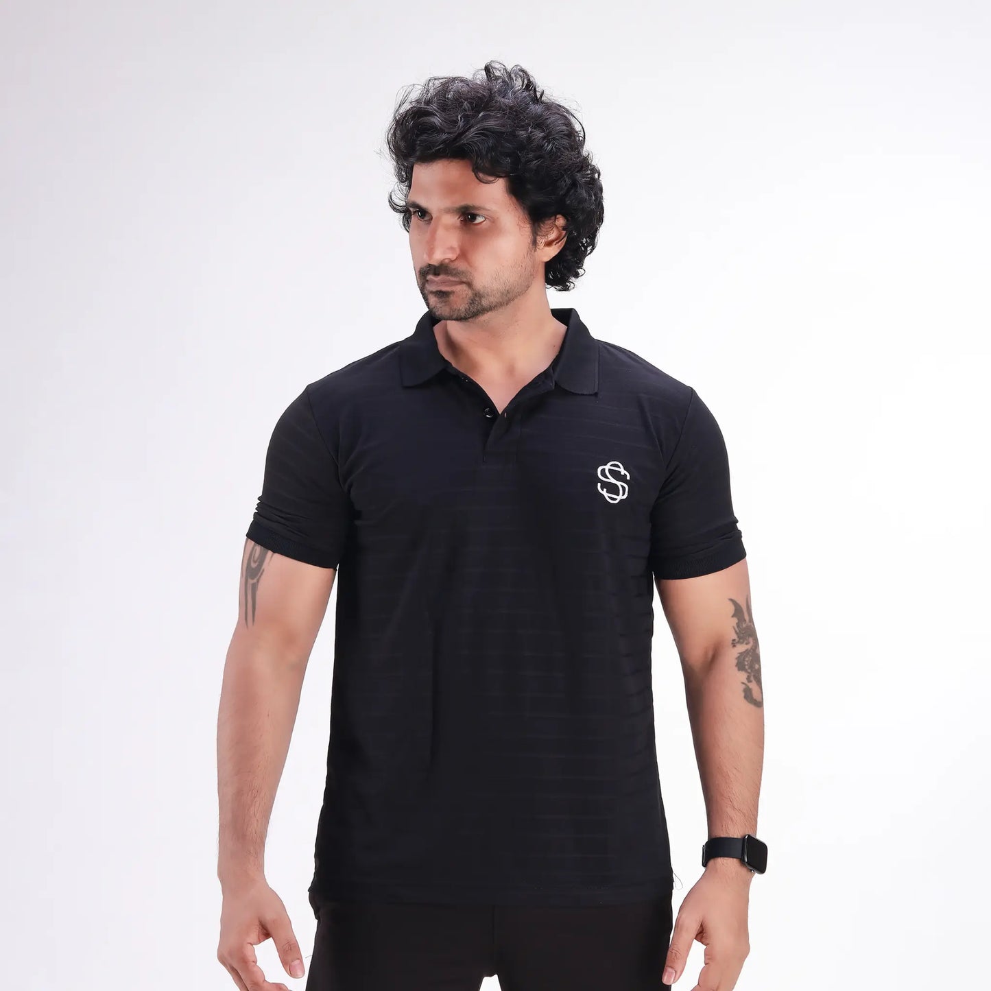 Skysh Men's Slim Fit Polo Black T-shirt