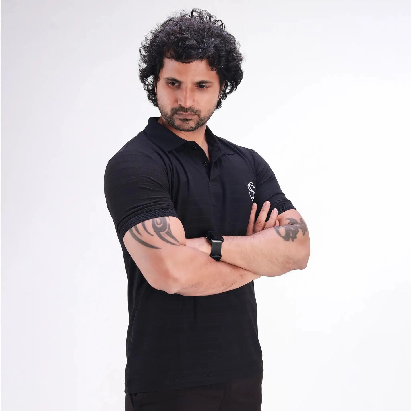 Skysh Men's Slim Fit Polo Black T-shirt