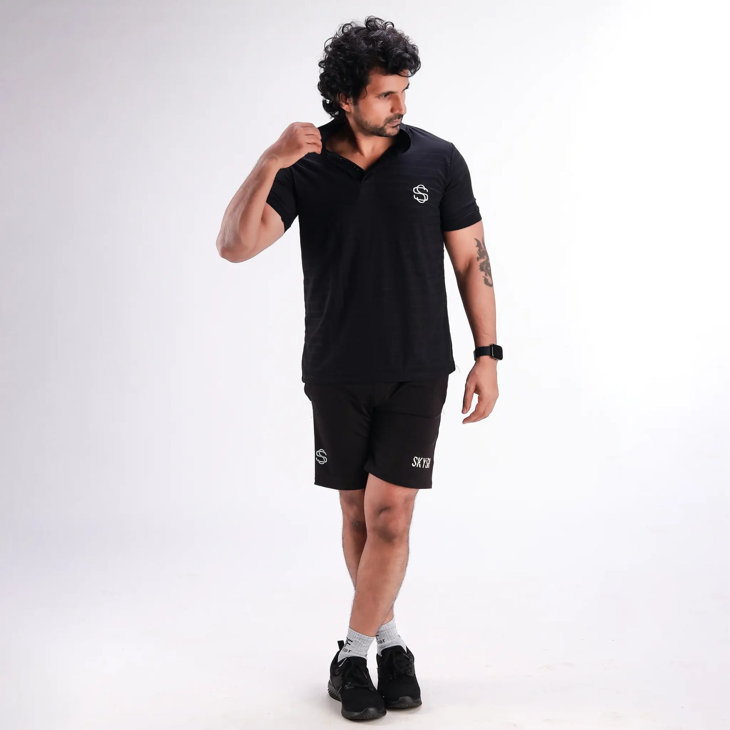 Skysh Men's Slim Fit Polo Black T-shirt