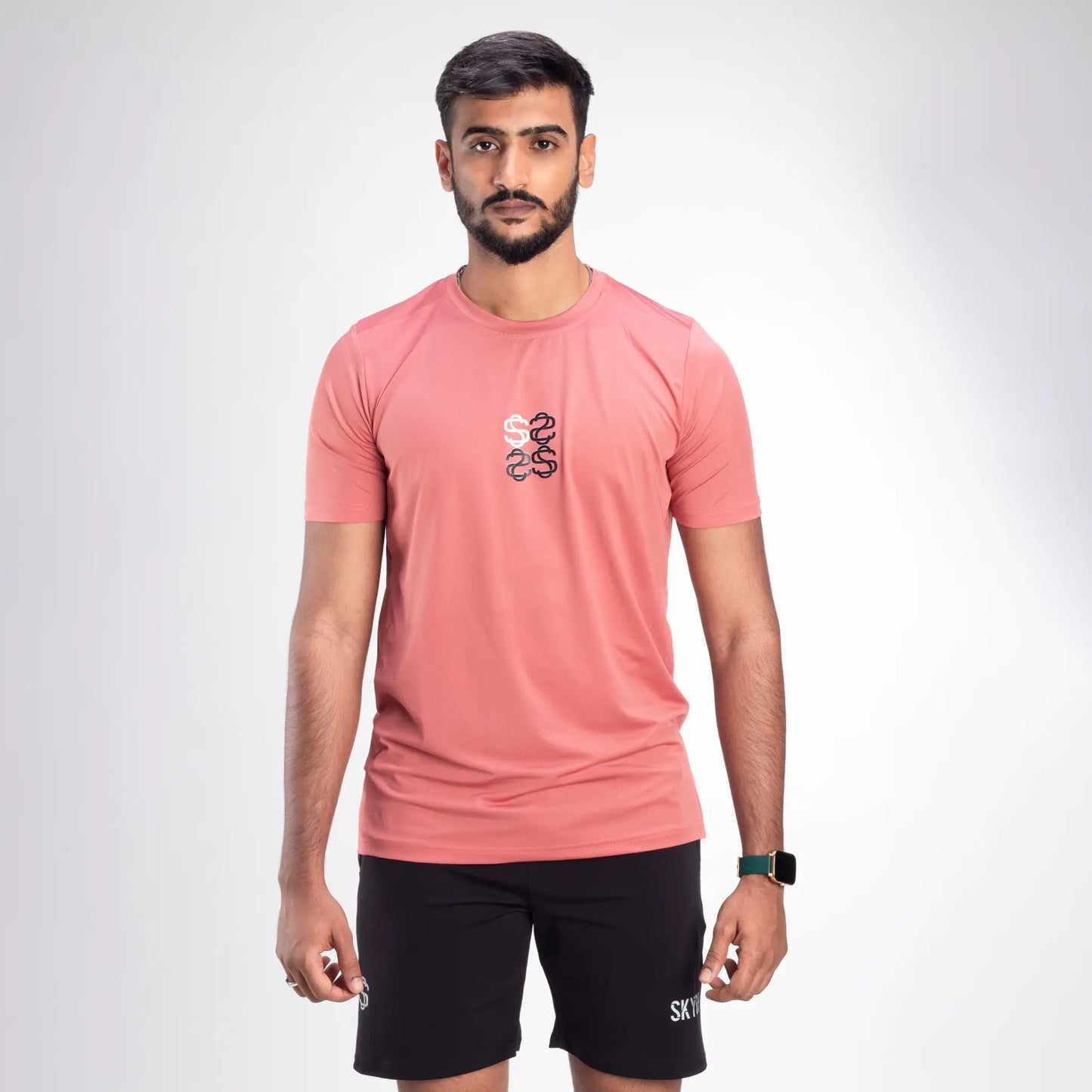 Skysh Men's Solid Round Neck Polyester Spandex T-Shirt