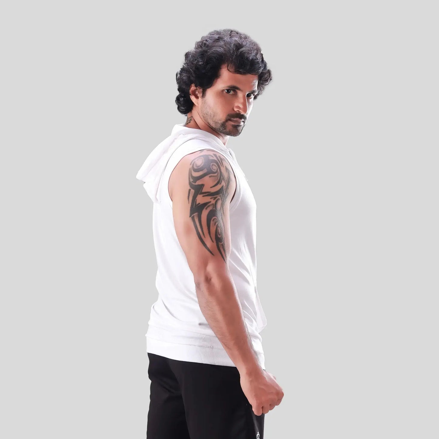 Skysh Men's Bamboo Cotton Spandex Sleeveless Hoodie