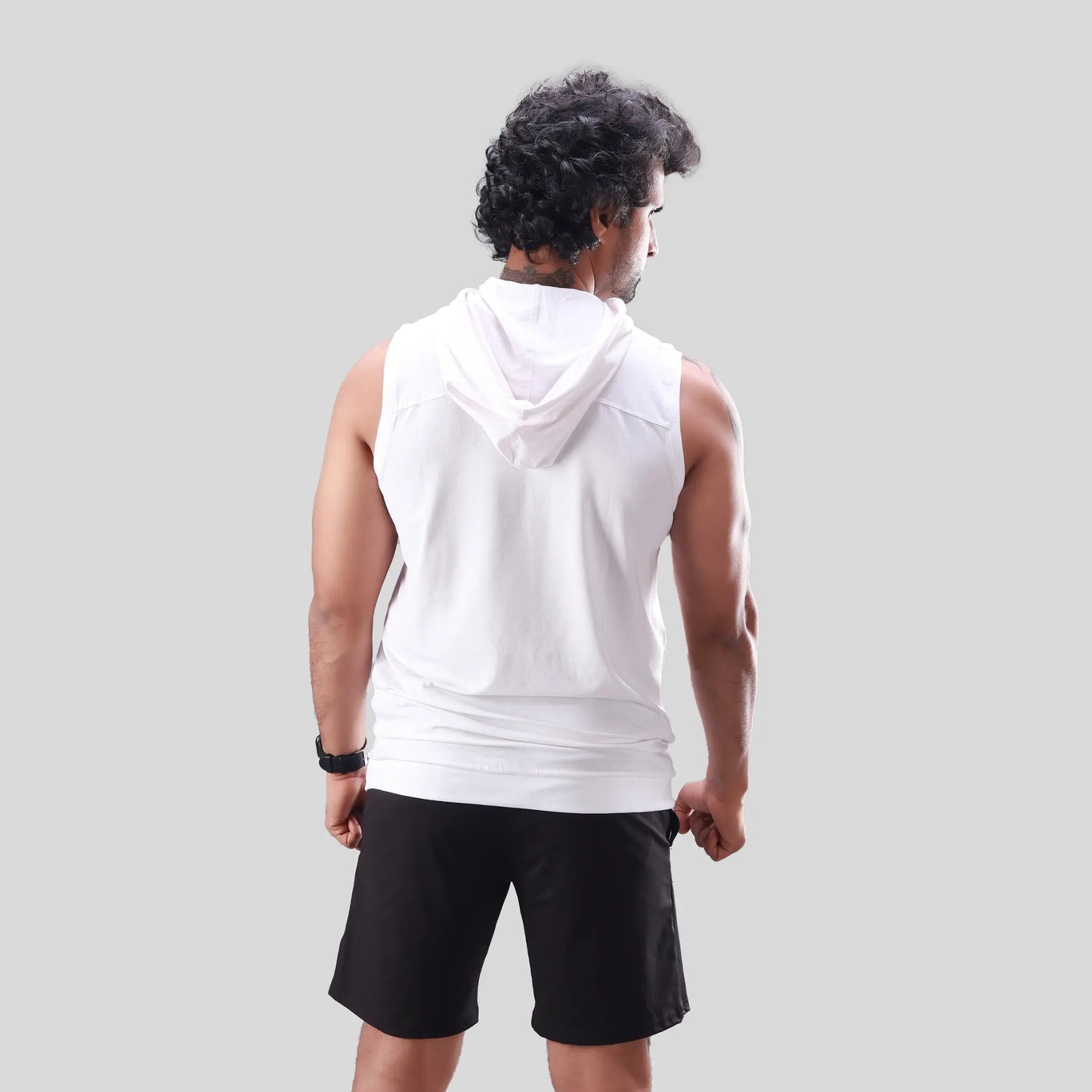 Skysh Men's Bamboo Cotton Spandex Sleeveless Hoodie