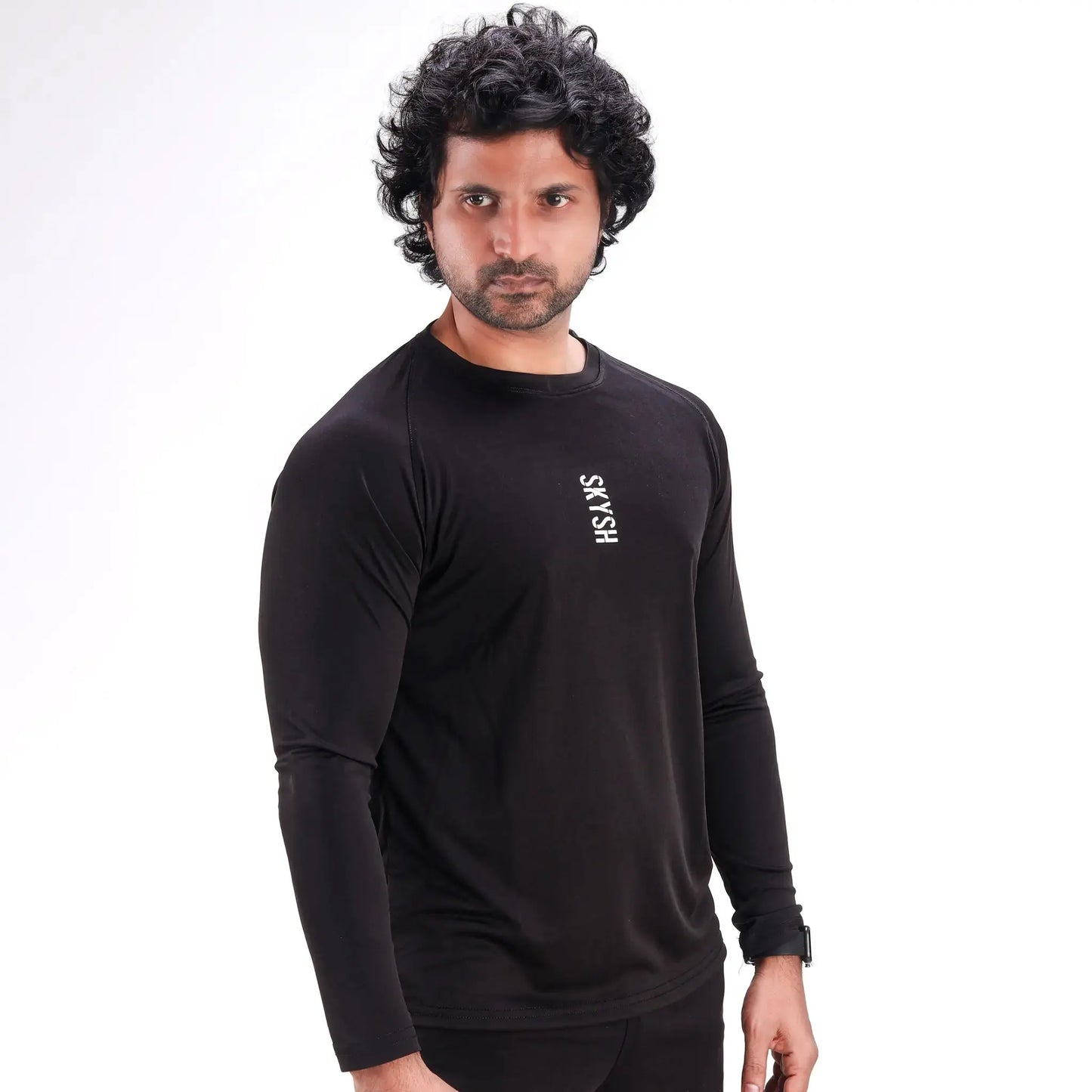 Skysh Men Solid Full Sleeve Round Neck Polyester T-Shirt