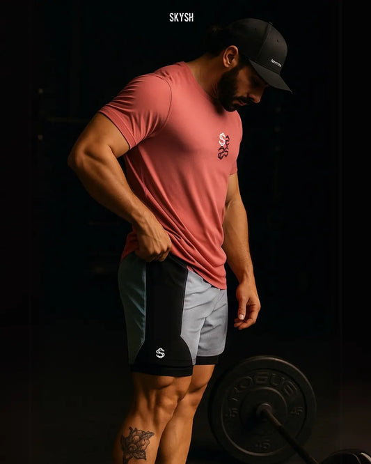 Skysh Men's Solid Round Neck Polyester Spandex T-Shirt - SkySh