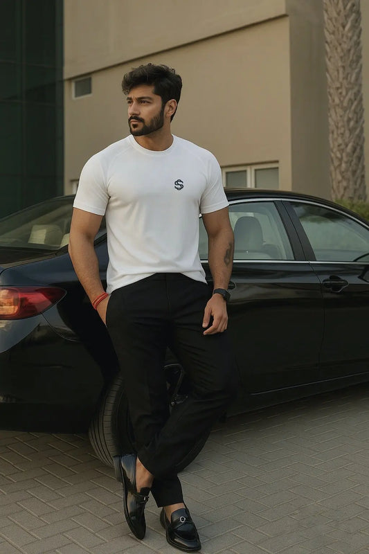 Skysh White Solid Men's Round Neck Bamboo-Cotton Blend Half Sleeve T-Shirt - SkySh