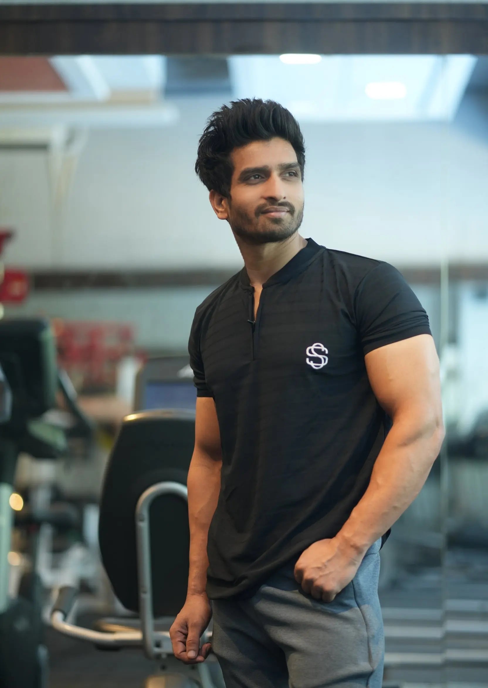 Skysh Baseball Collar Men's Slim Fit Polo with zip placket - SkySh