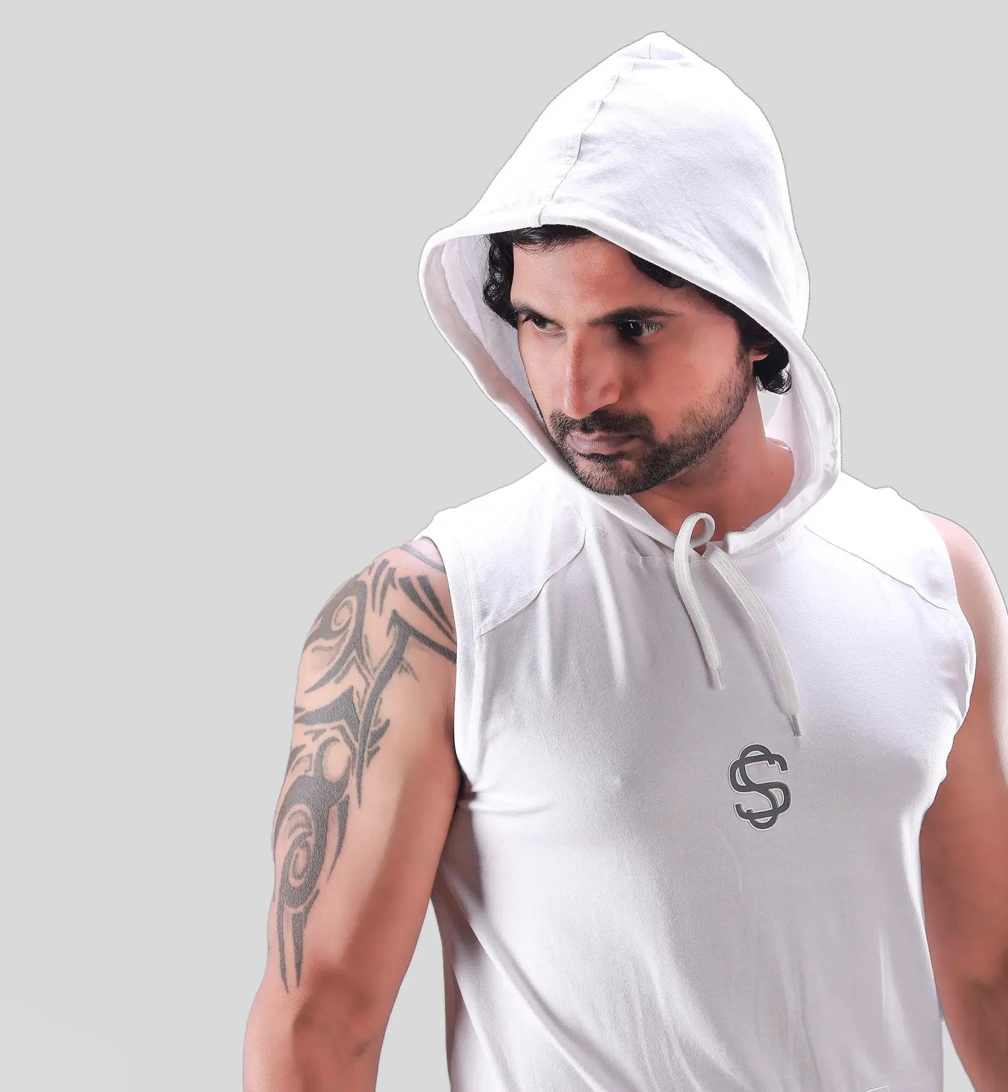 Skysh Men's Bamboo Cotton Spandex Sleeveless Hoodie