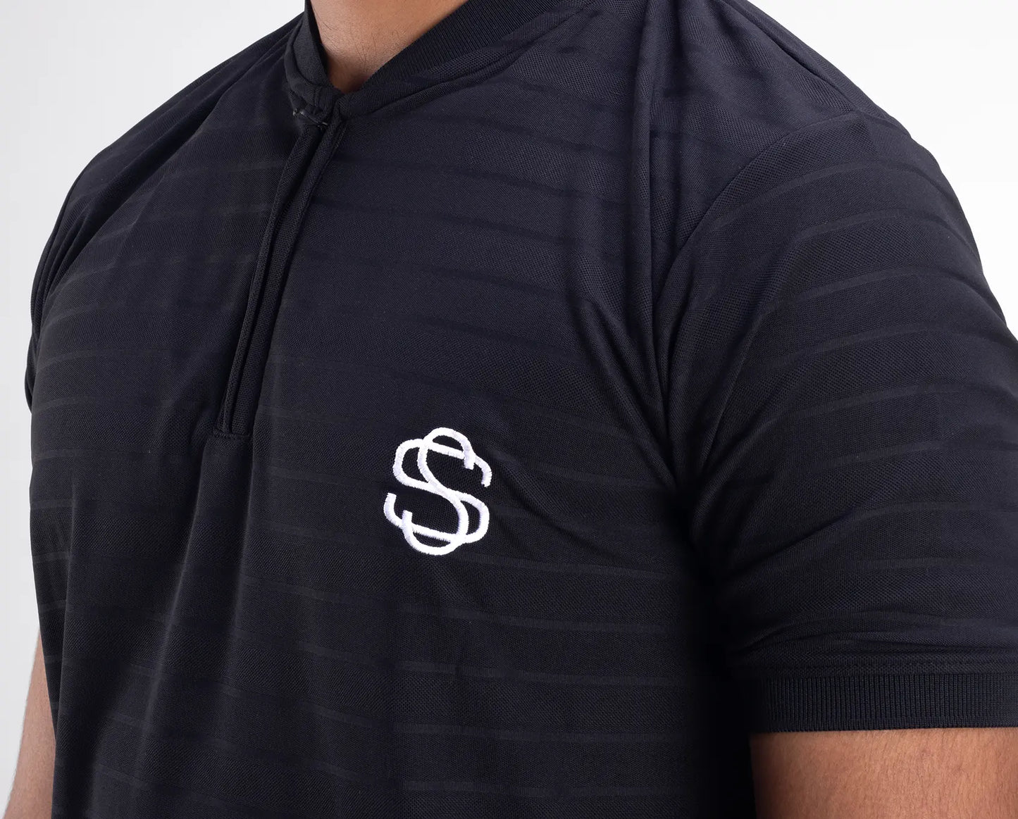 Skysh Baseball Collar Men's Slim Fit Polo with zip placket