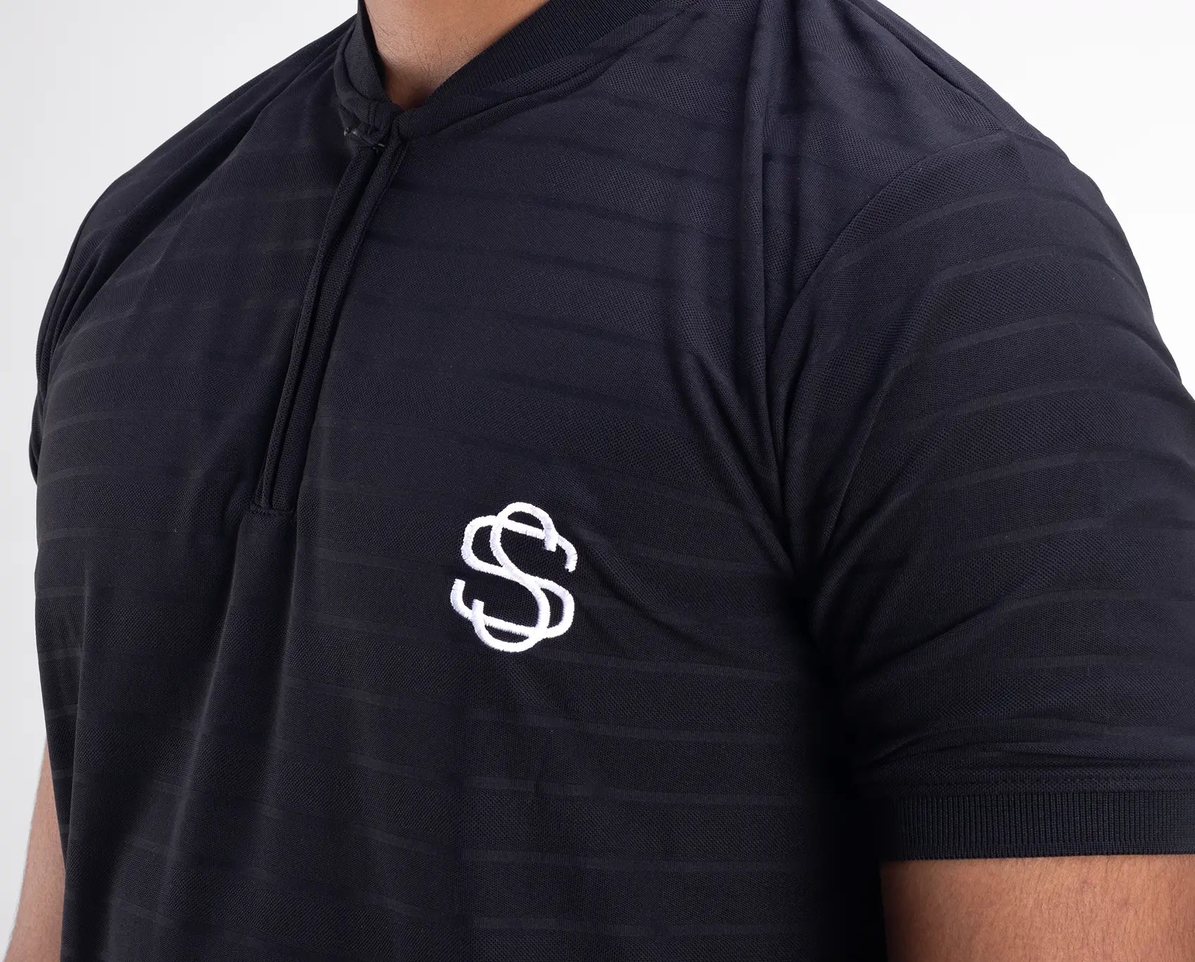 Skysh Baseball Collar Men's Slim Fit Polo with zip placket