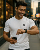 Skysh White Solid Men's Round Neck Bamboo-Cotton Blend Half Sleeve T-Shirt