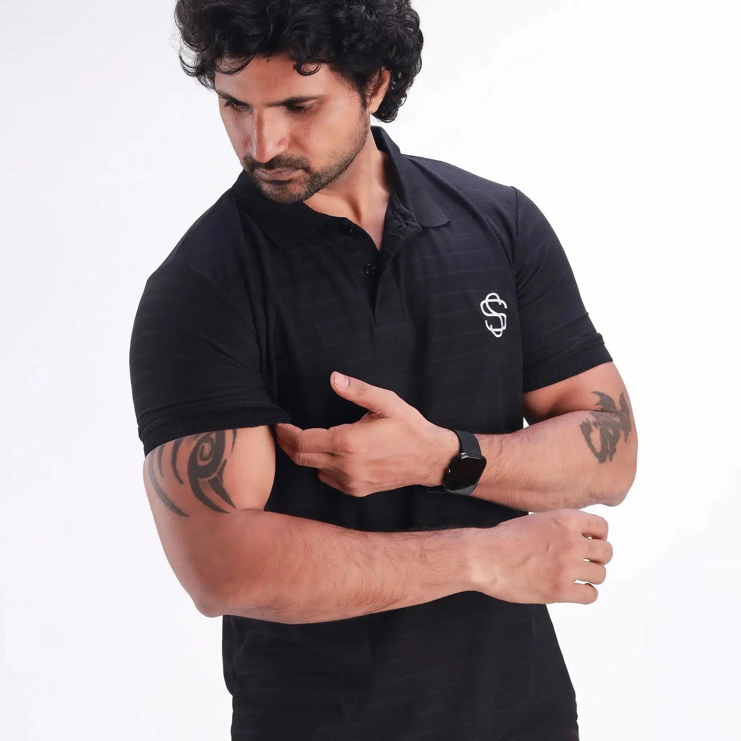 Skysh Men's Slim Fit Polo Black T-shirt