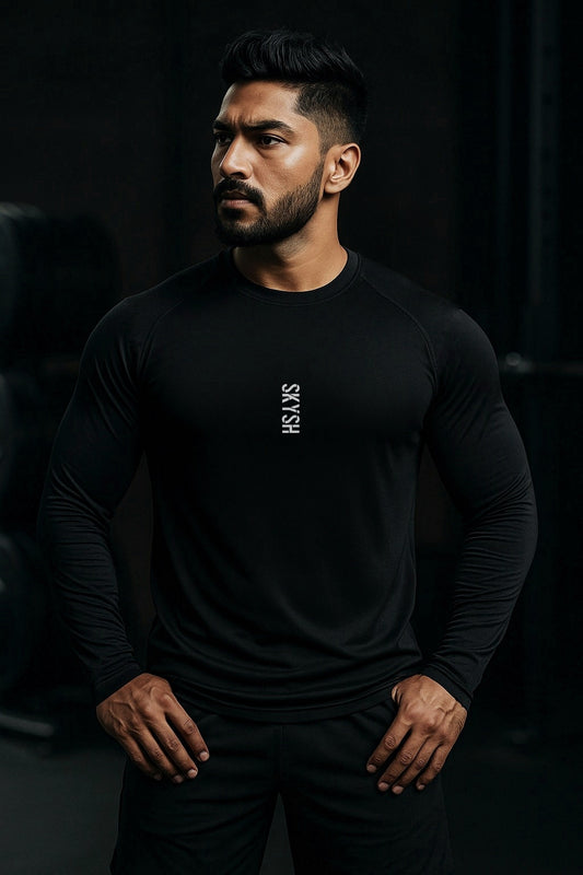 Skysh Men Solid Full Sleeve Round Neck Polyester T-Shirt