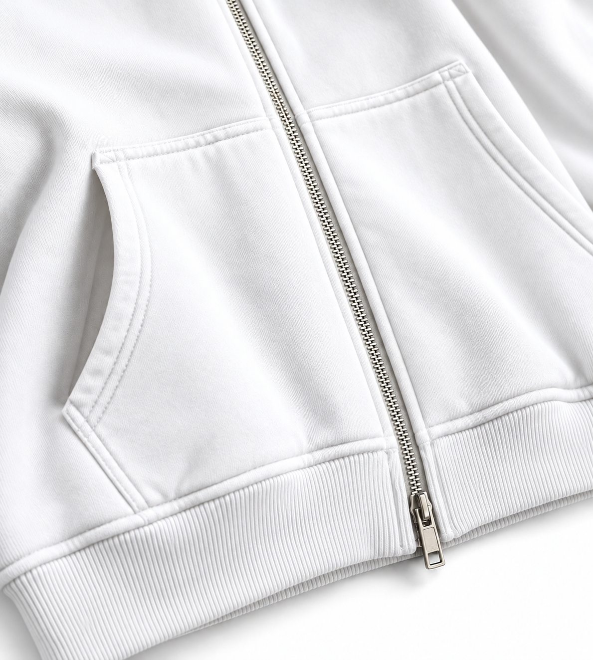 SKYSH Essential 350 GSM Cotton Fleece Hoodie with Zipper – White, Premium Everyday Pullover