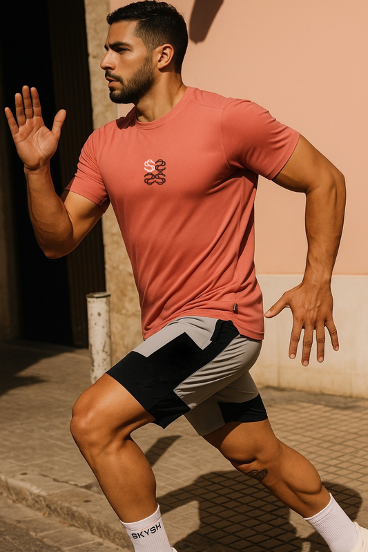 Skysh Men's Solid Round Neck Polyester Spandex T-Shirt