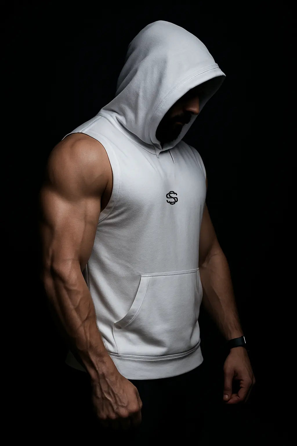 Skysh Men's Bamboo Cotton Spandex Sleeveless Hoodie - SkySh